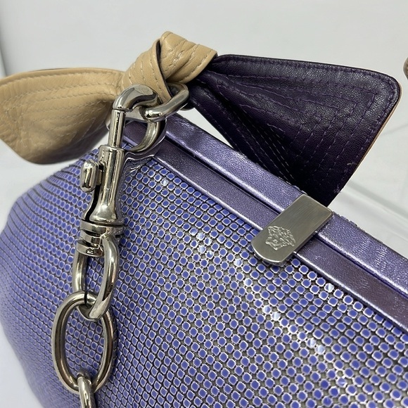 Versace Chainmail Purple Mesh Metal Chain Handbag - Picture 3 of 15